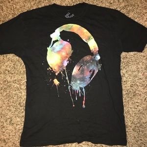 Large Black Tee with colorful headphone design!